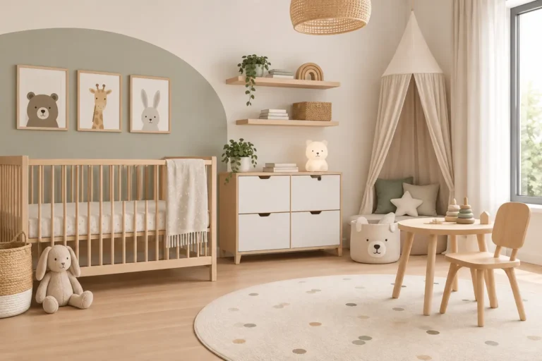 Decoración de cuarto infantil neutro que crece