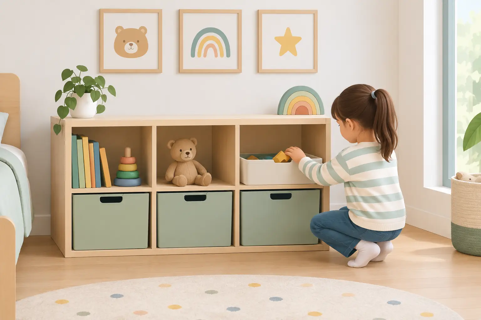 Mueble bajo para niños: orden a su altura